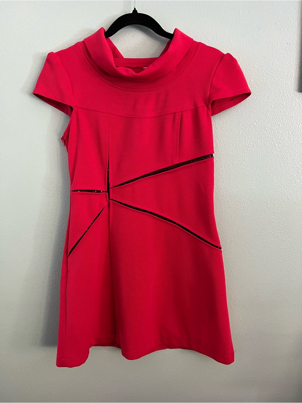Vintage Short-Sleeve A-Line Dress with Cutout Detail